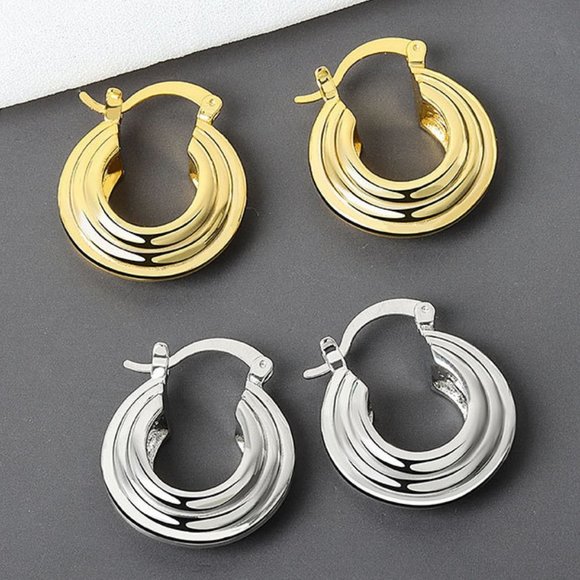 Jewelry - *NEW 925 Sterling Silver Textured Hoop Earrings C